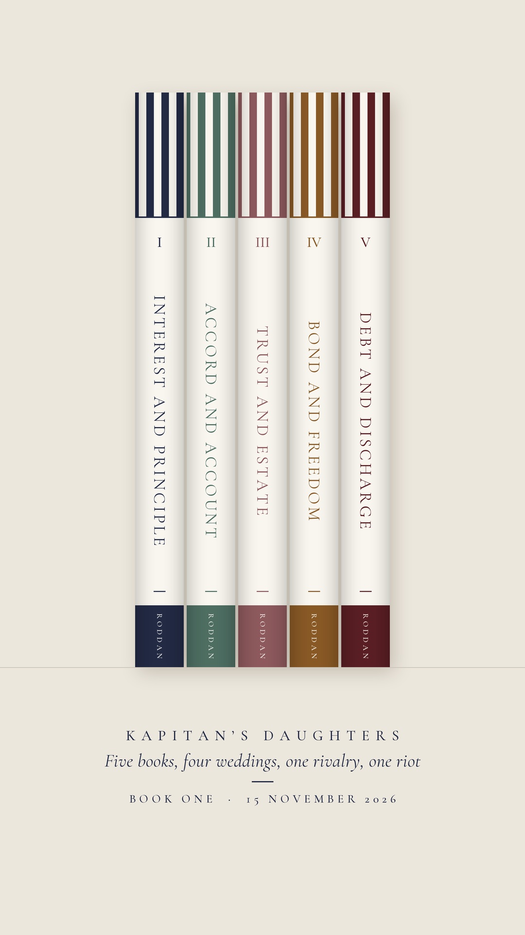 The five spines of the Kapitan's Daughters series
